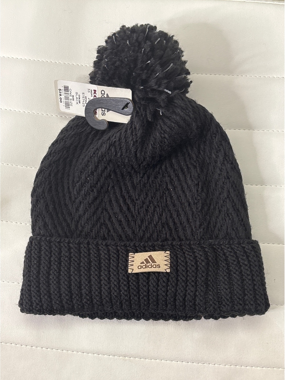 Adidas Black Knit Pom Pom Beanie Hat